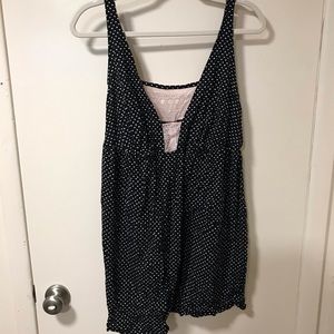 Cacique black dot nightie with pink lace